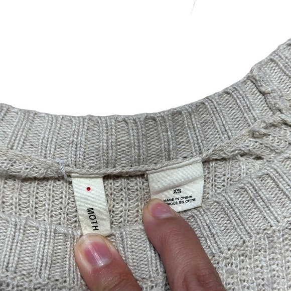 Moth Anthropologie Cream Long Sleeve Knit Hi-Low Tunic Pullover US XS - Picture 5 of 9